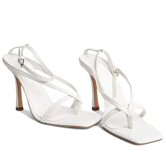 Tony Bianco Shoes New Tony Bianco Faythe Heeled Sandal White Leather Strappy Thong Heels 40
